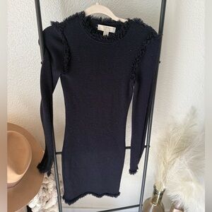 MICHAEL Michael Kors Waffle Knit Frayed Sweater Dress